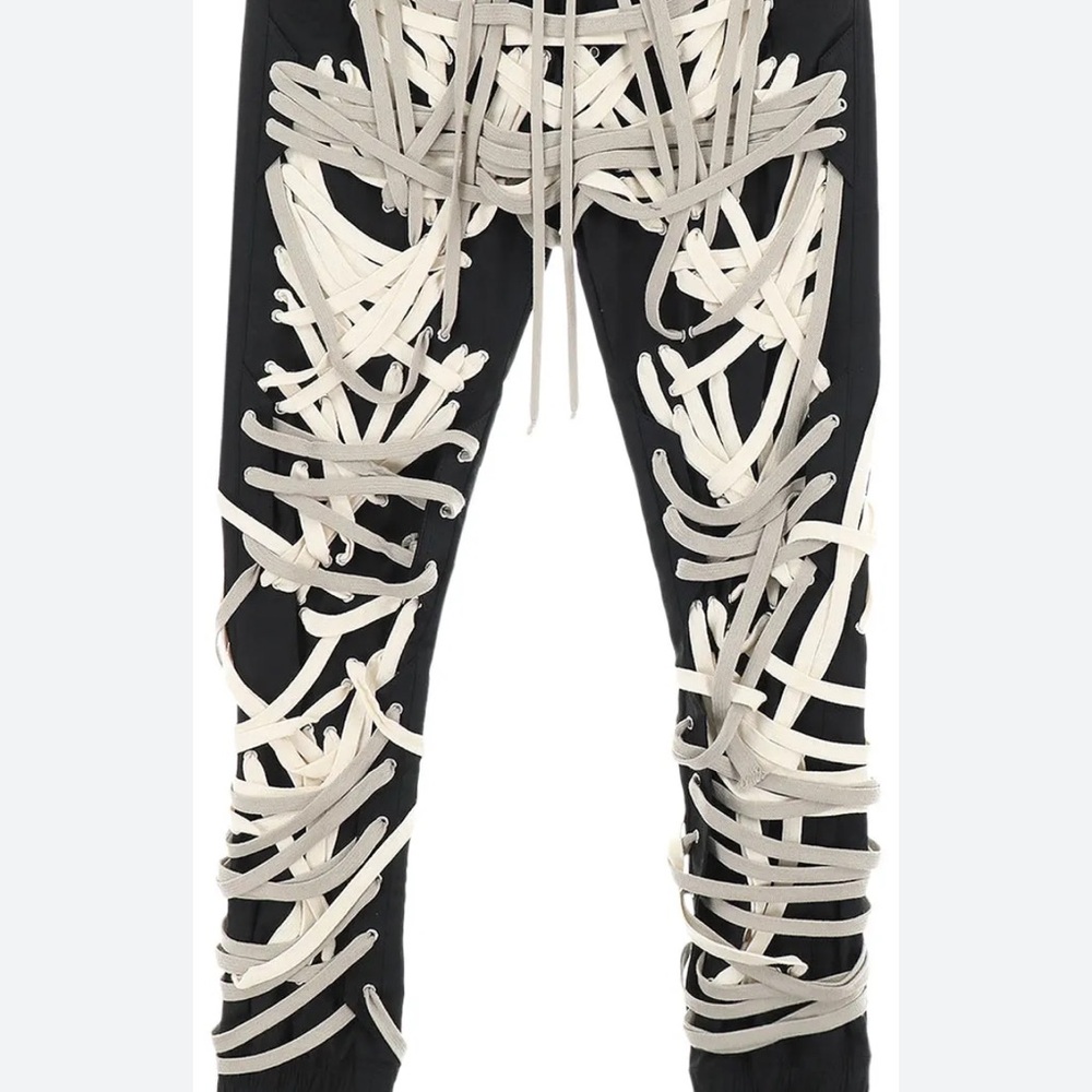 Rick Owens INSPIRED Black Mega Laced Joggers - Picture 4 of 10
